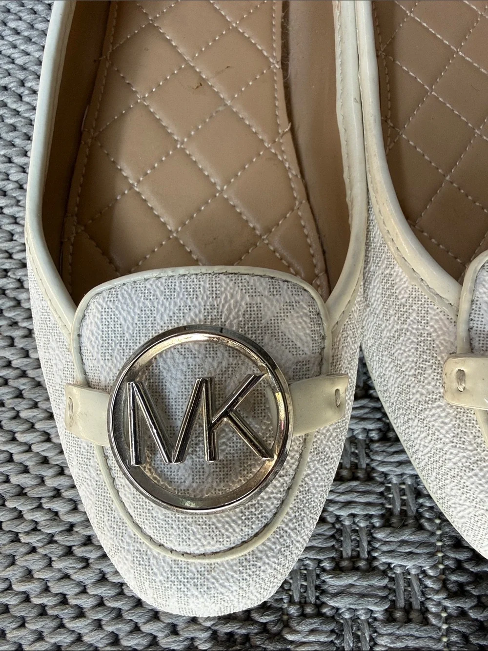 Michael Kors Cream Leather MK Logo Loafers